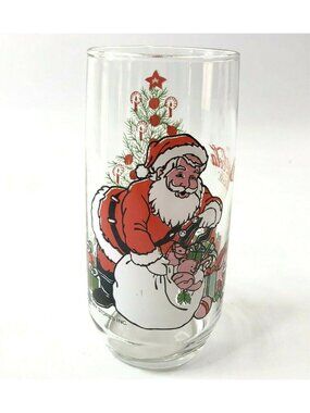 Collectible Drinking Glass Coca Cola Santa Mc Crory Stores Promo Gift 1980's